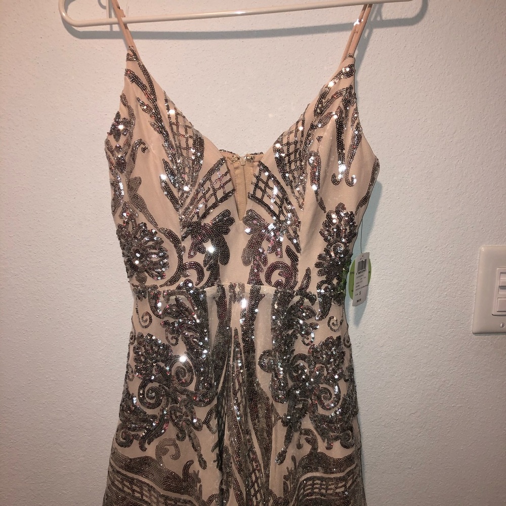 Windsor Silver/Nude Party Dress Size S